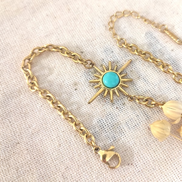 Bracelet - Laiton plaqué or, acier inoxydable & émail