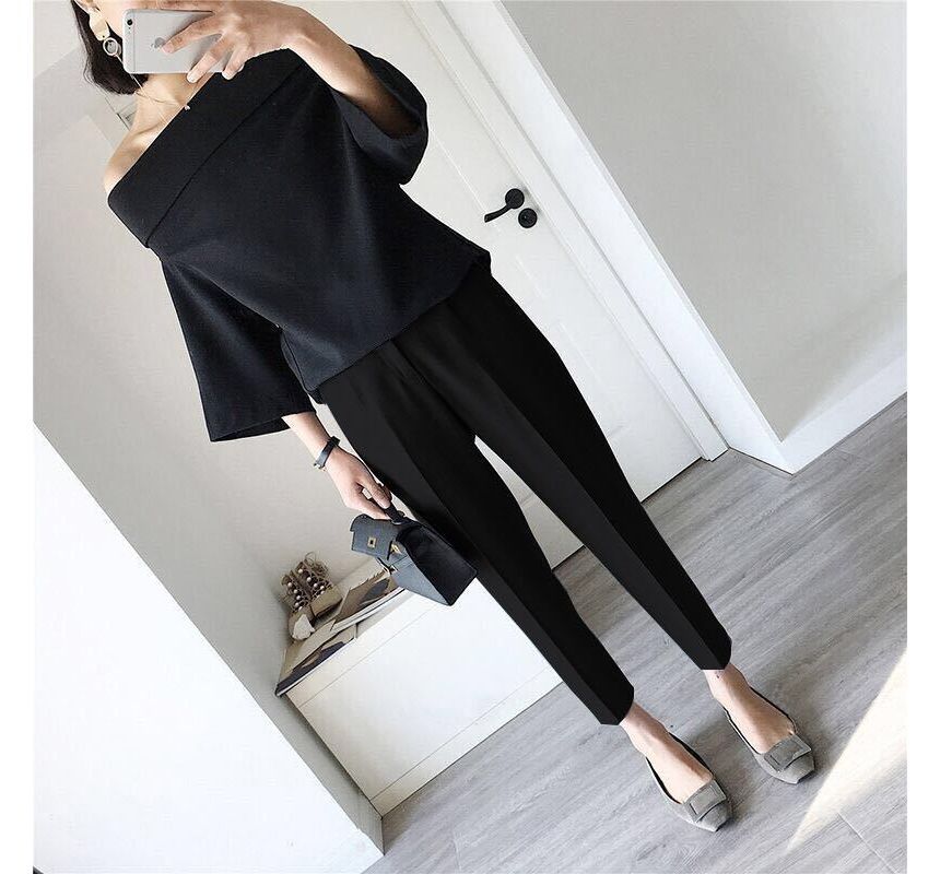 Levsayte - Maternity High Waist Plain Cropped Tapered Pants
