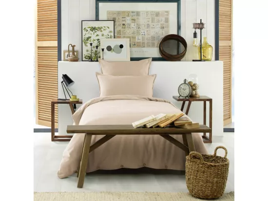 HEDDA - Taie d'Oreiller 50x70cm Flanelle de Coton Coloris Sable