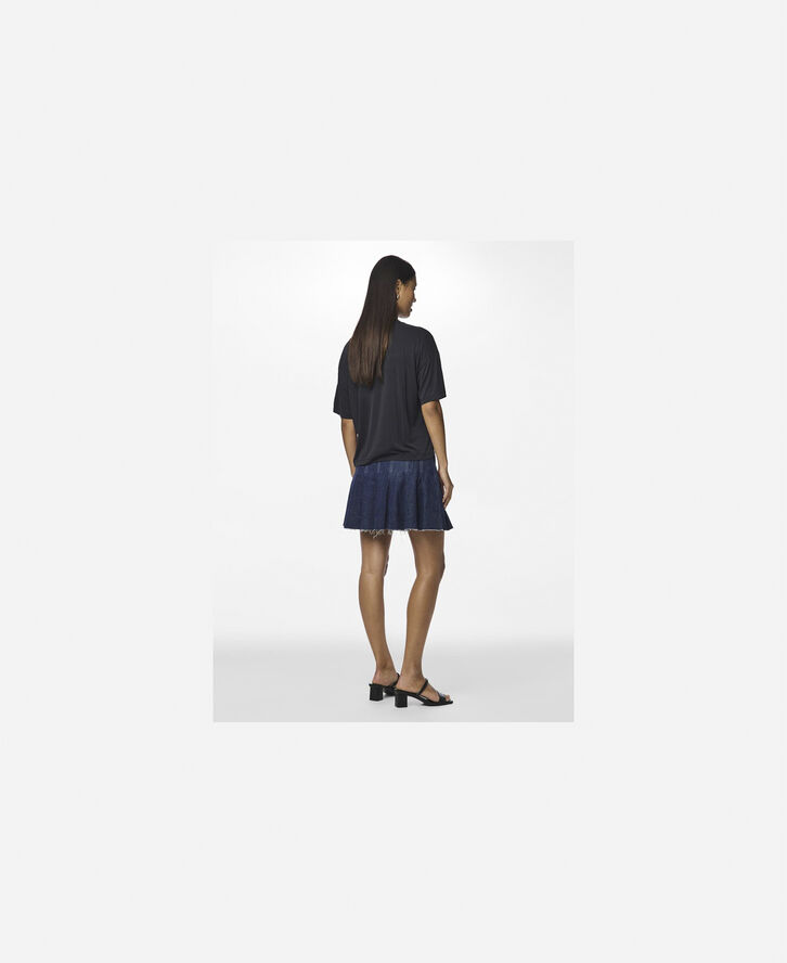 Pieces PCFABIA SHORT PLISSE DENIM SKIRT D2 Blå