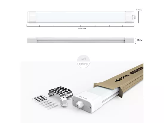 Anten Neon LED 150CM,45W 4950lm Blanc Neutre 4000K Tube LED, Reglette LED,IP65 Imperméable Luminaire Plafonnier pour Atelier, Sous Sol, Bureau, Hobby