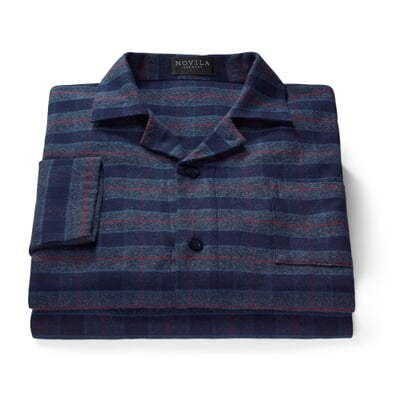 Herren-Flanellpyjama, Blau-Rot