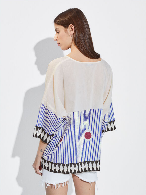 Camisa de algodão estampada - Multicor