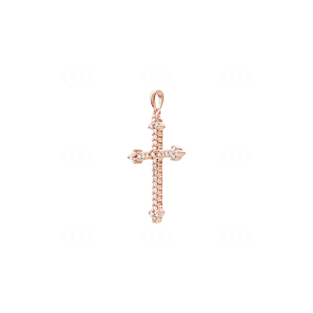 Kreuzanhänger 750/18 K Roségold mit Diamanten 0.26 ct H/si