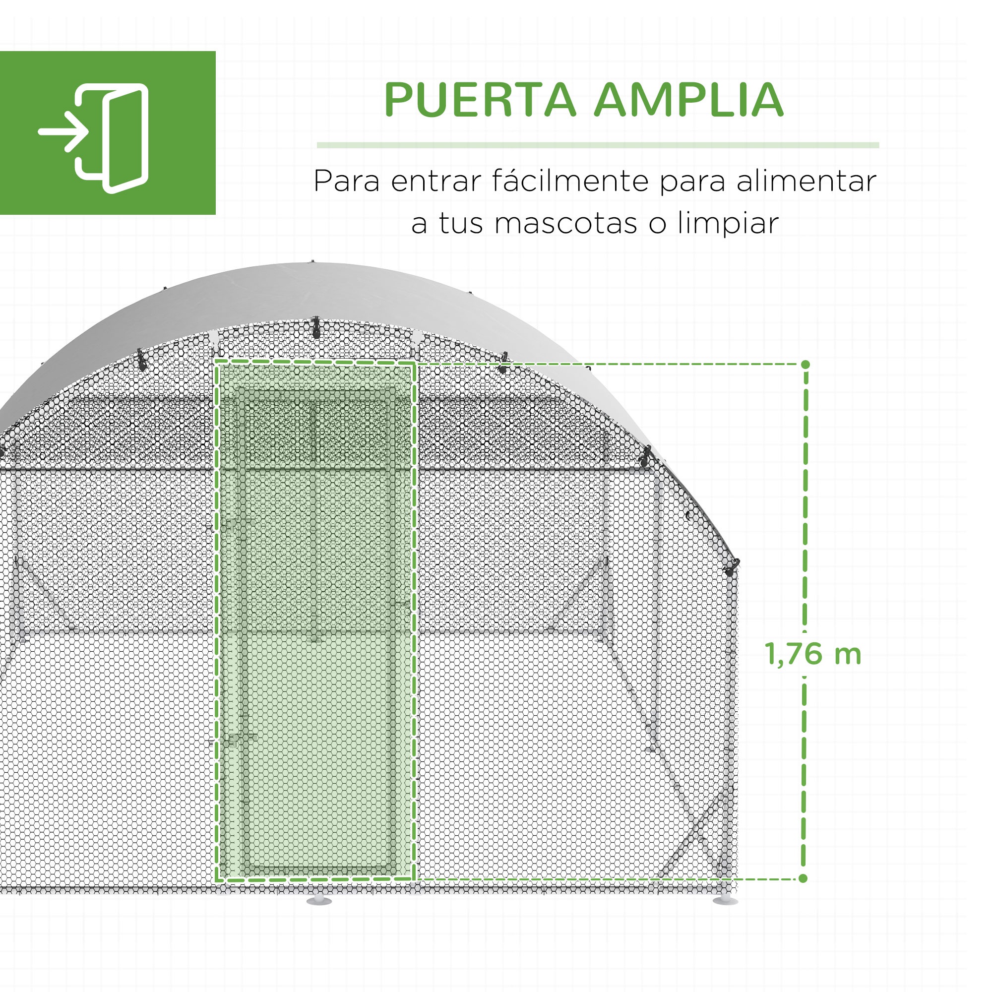 Galinheiro grande PawHut para exterior, 380x280x195 cm, gaiola de aço galvanizado para 10-12 galinhas com 2 andares, cobertura, porta e área externa para galinhas, coelhos e patos, cor prata.