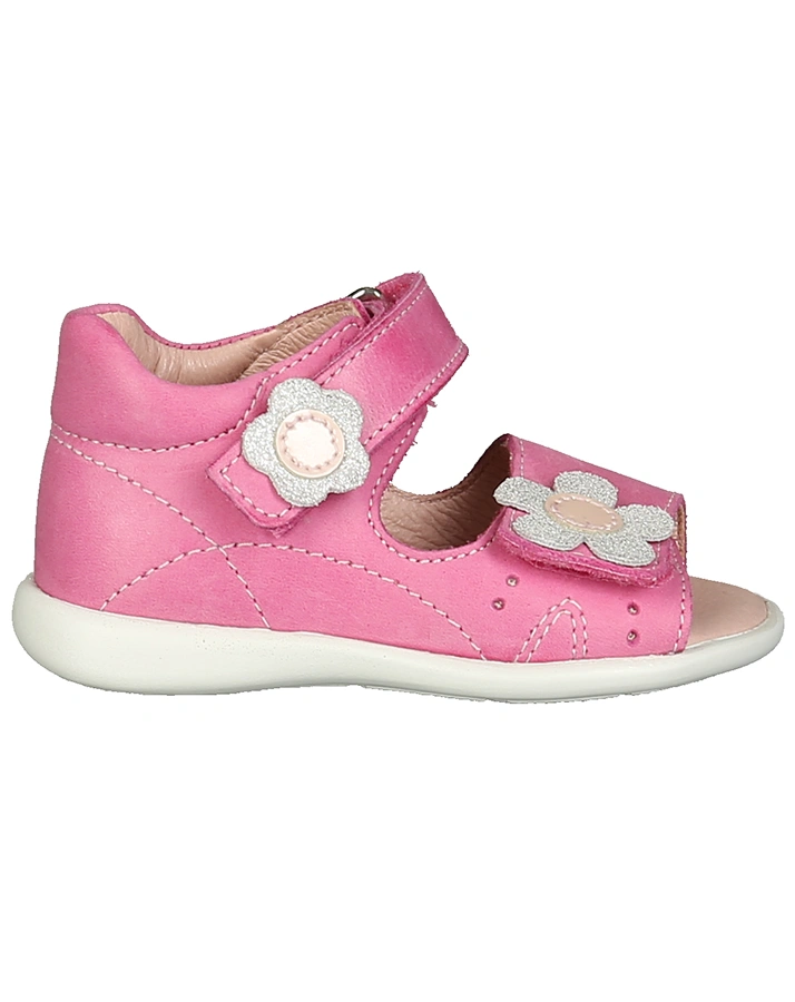 Leder-Sandalen BITA mit Glitzerblume in rosa