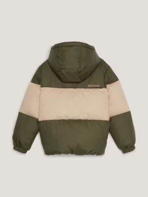 Jaqueta puffer essencial com blocos de cores e enchimento de plumas
