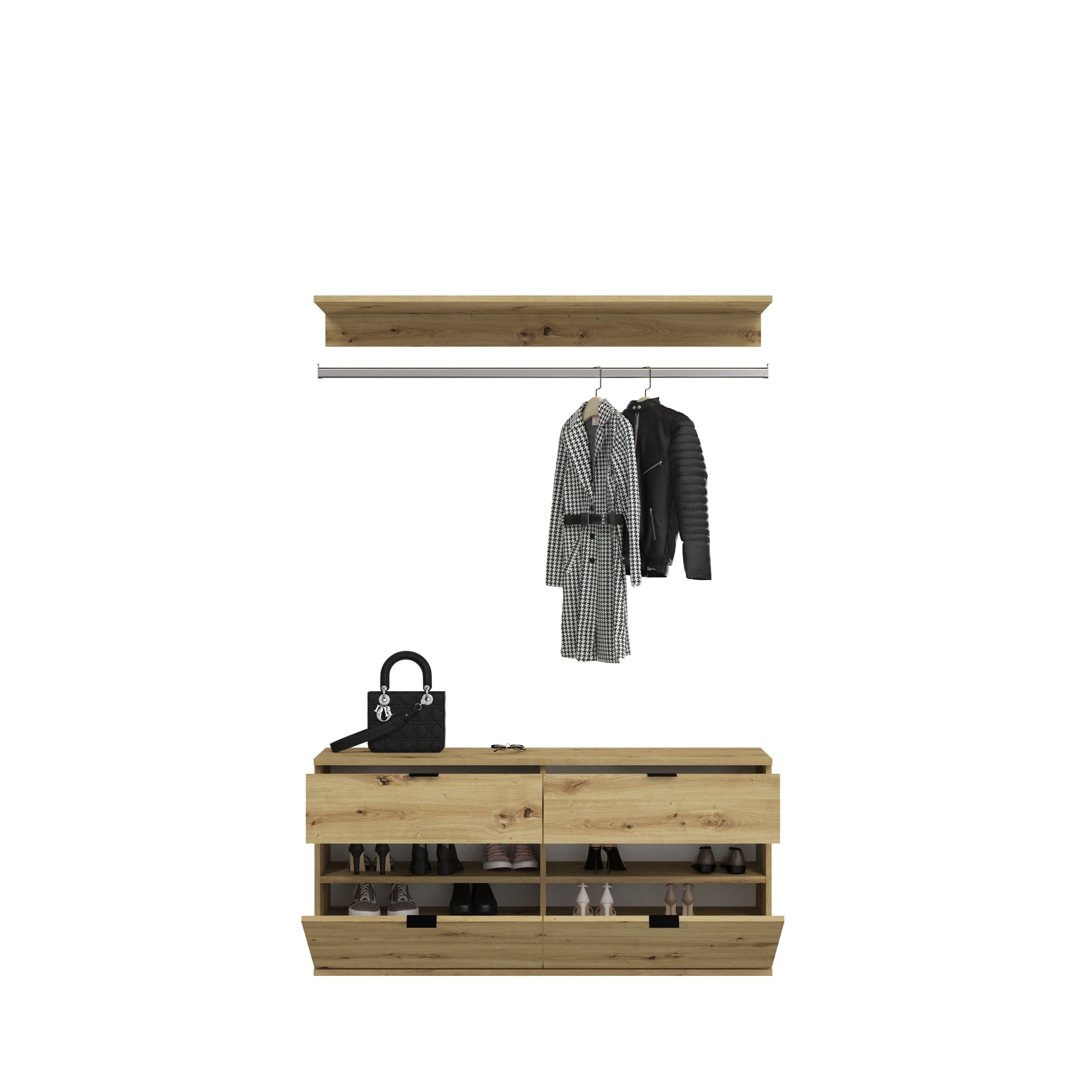 Kommode mit Garderobenstange PROJEKT X Braun 121x62 cm