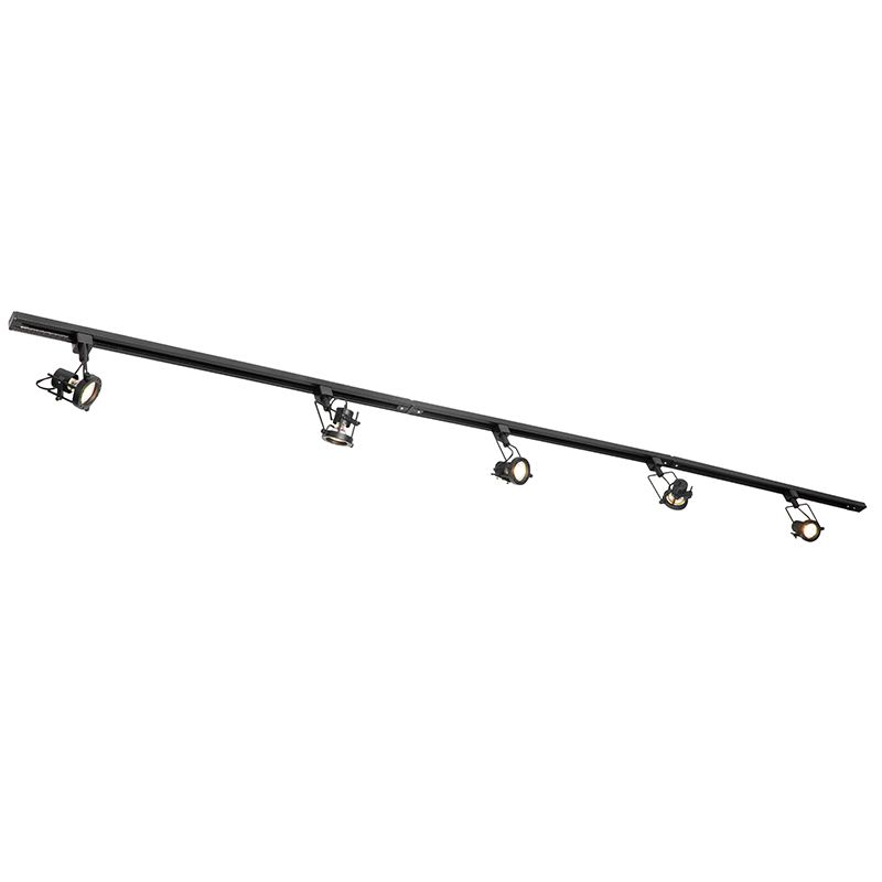Modern railsysteem met 5 spots zwart 1-fase  - Iconic Suplux
