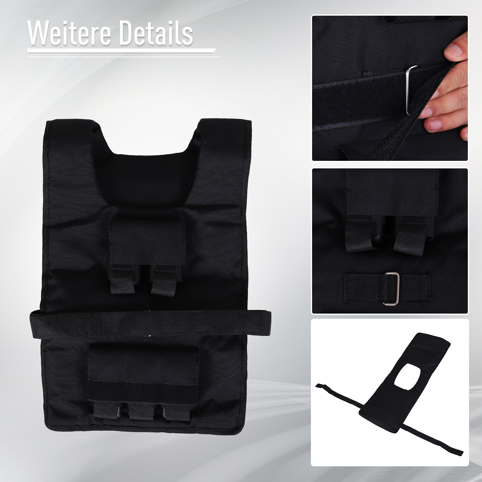 HOMCOM Trainingsweste mit 20 Eisengewichten schwarz 36 x 52 cm (BxL)