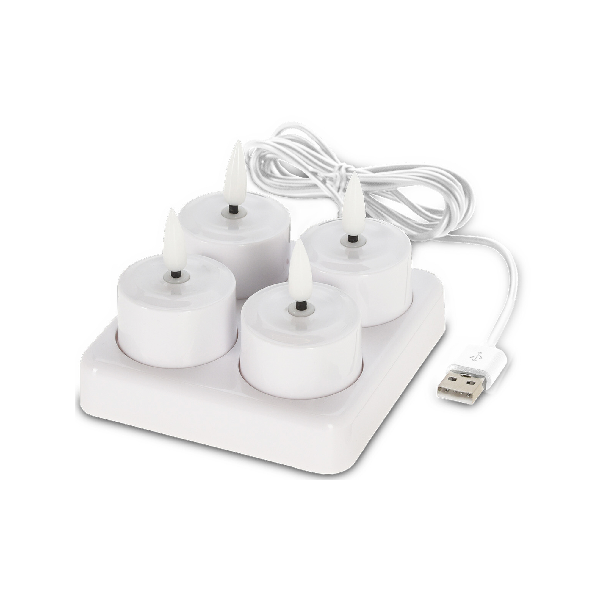 LED Teelicht mit Ladestation 4er Set