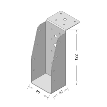 Balkdrager met Lange Lip Zwart 46x121 mm
