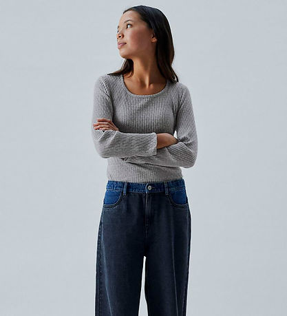 LMTD Bluse - Rib - NlfNinusa - Grey Melange m. Hulm?nster