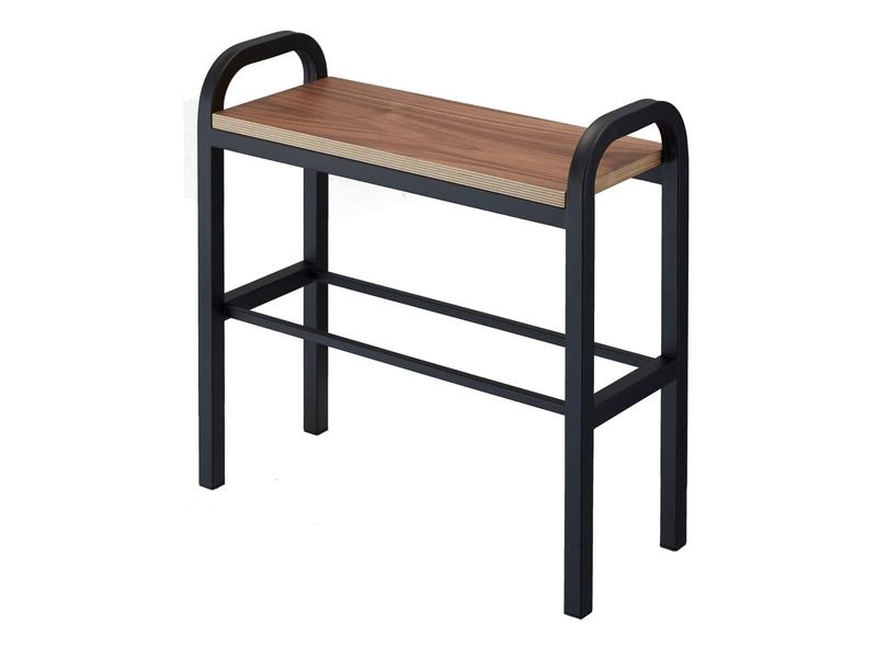 Yamazaki Schuhregal Tower 48 x 46 cm, Schwarz Schuhorganizer mit Holzablage