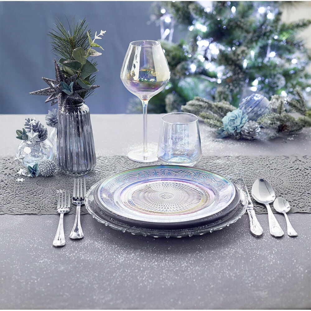 Assiette ronde plate décor ciselé design irisé