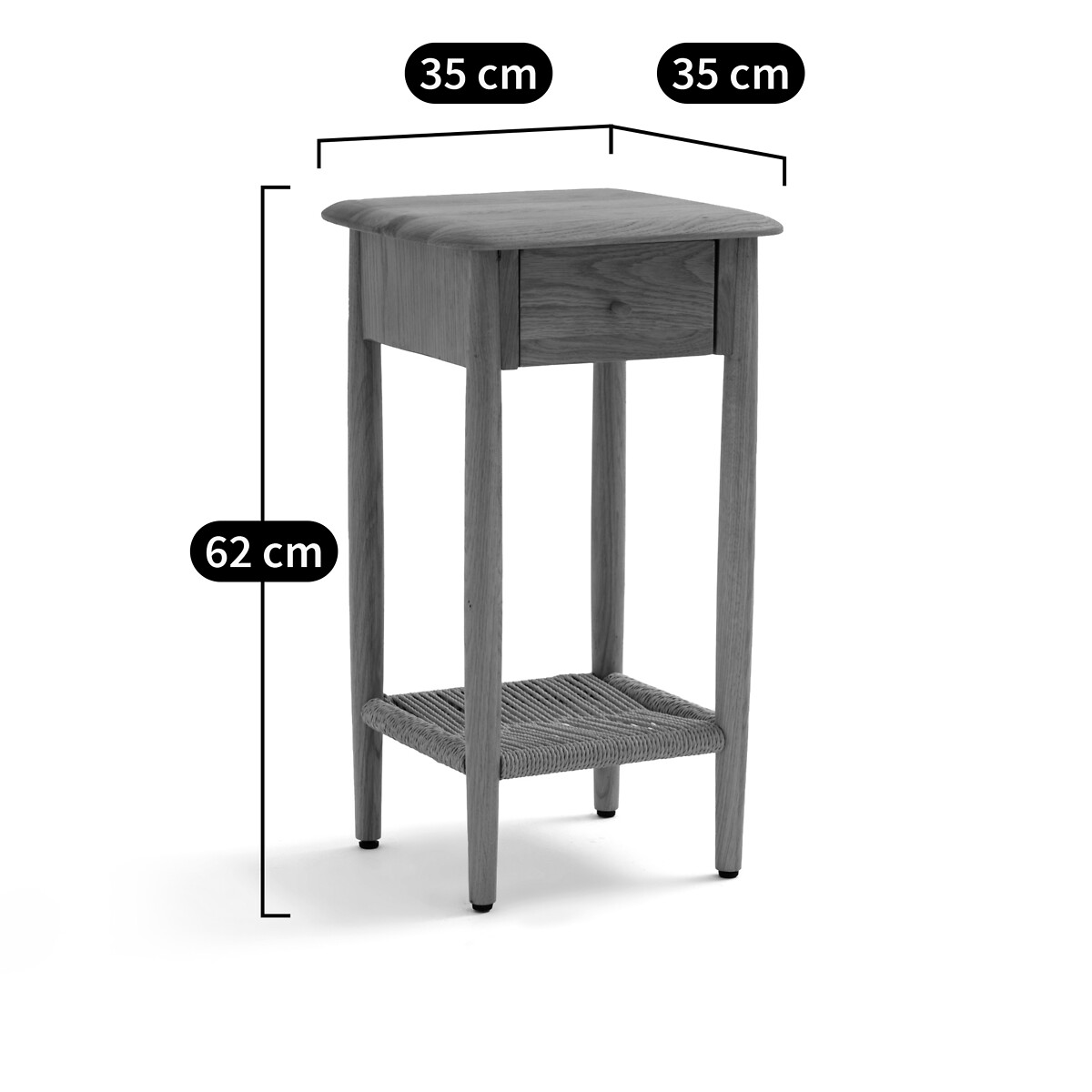 LA REDOUTE INTERIEURS<br>Mesa de cabeceira em carvalho maciço e vime, Malora