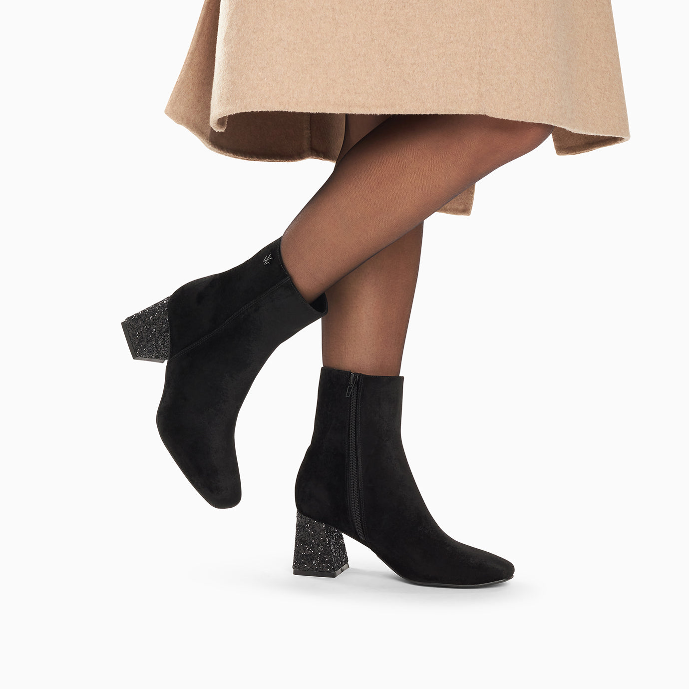 Bottines-Bottines New York noires à talon pailleté