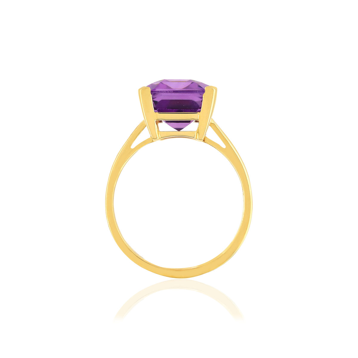Bague or jaune 750, 1 Améthyste de 6,80 carats.