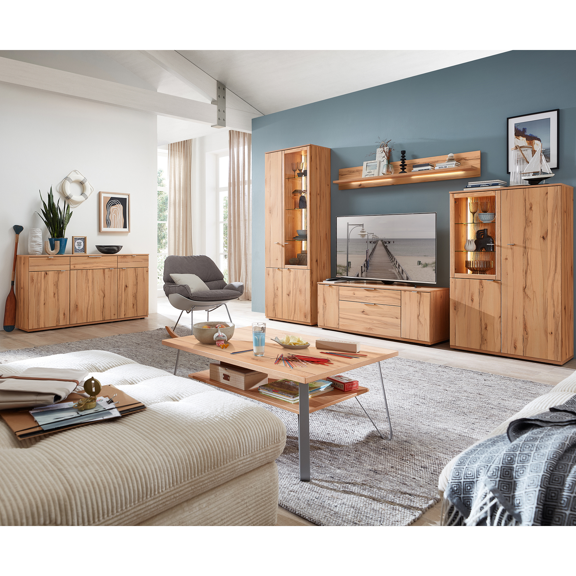 Standvitrine - Balkenbuche - 75 cm