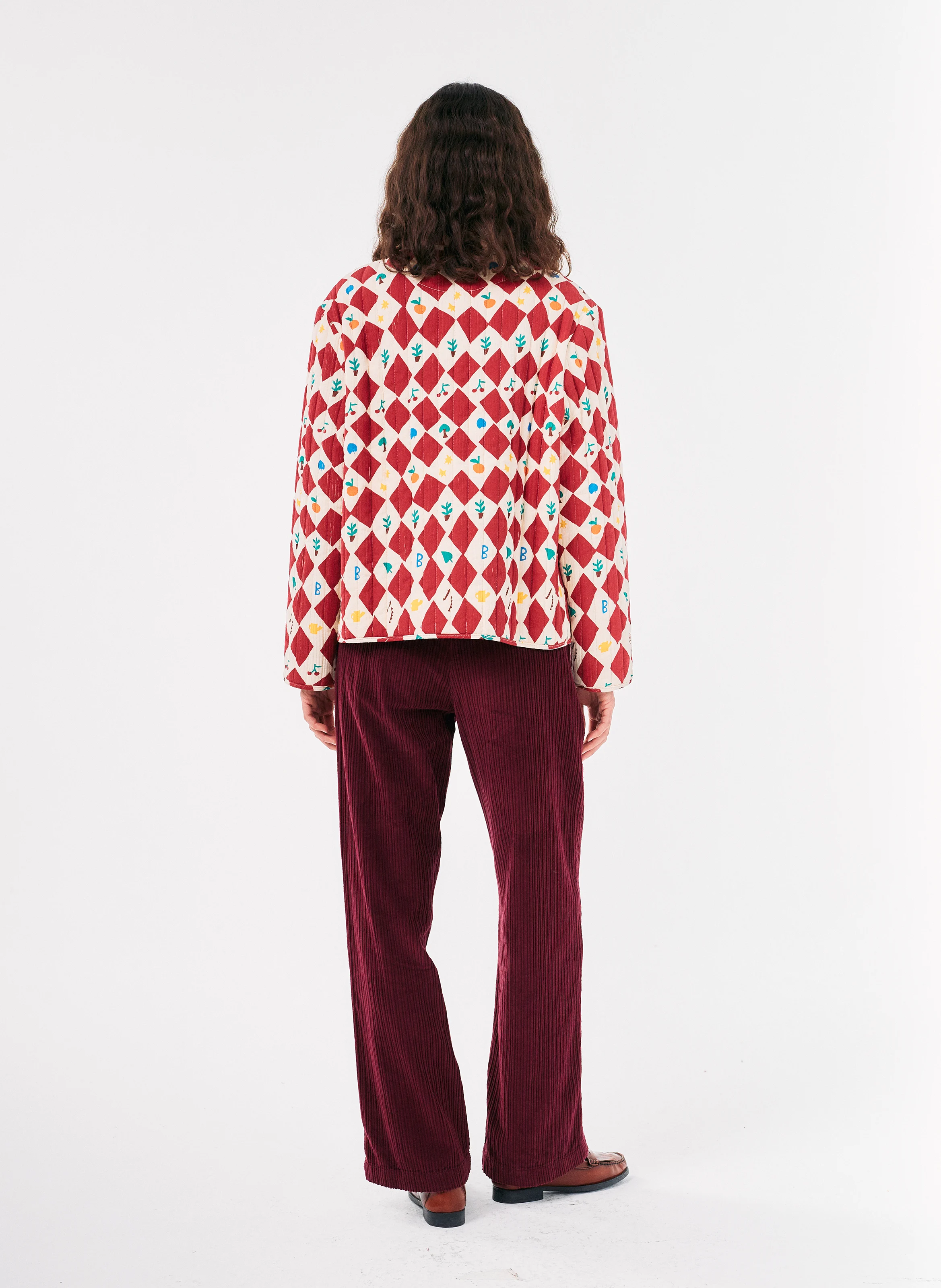 Veste col classique imprimée en coton | Rouge