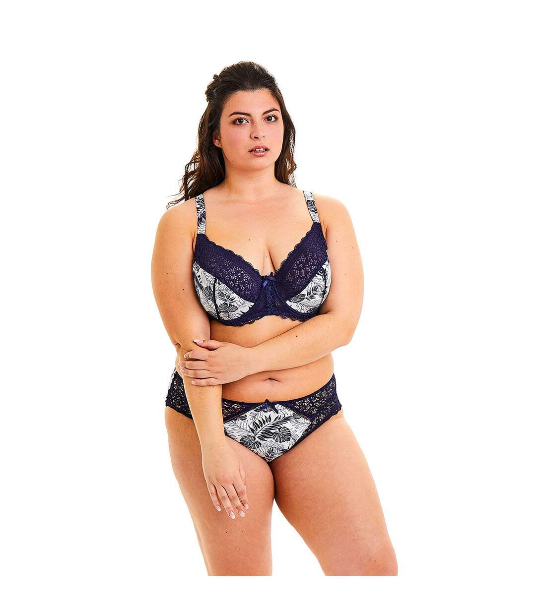 Soutien-gorge grand maintien ivoire/marine Elena