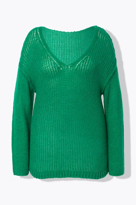 Pullover, oversized, Ballonärmel, V-Ausschnitt.