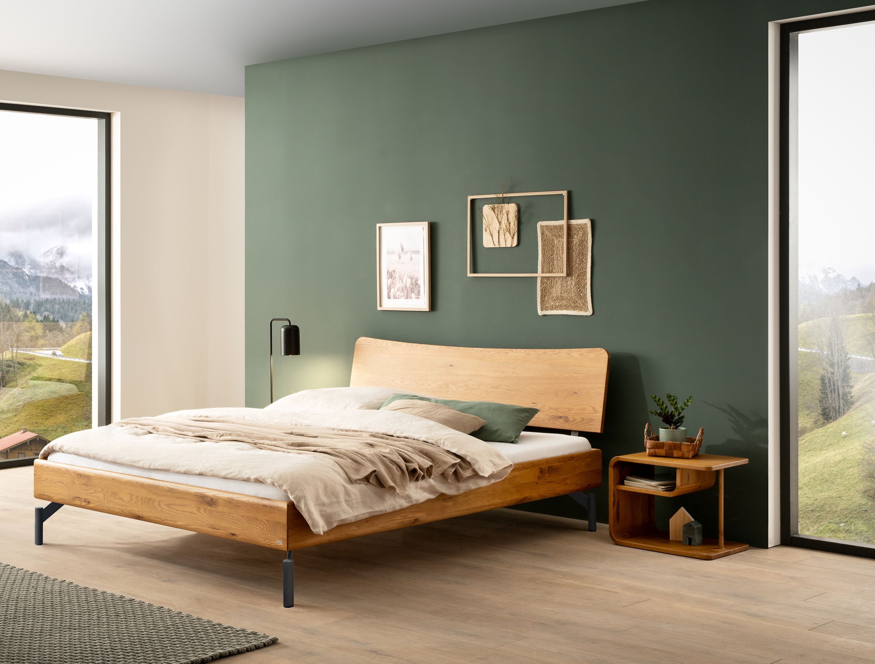 FLOW LINE Bett_Wildeiche_Metall_180x200 - Wildeiche / B: 180.0 cm x T: 200.0 cm