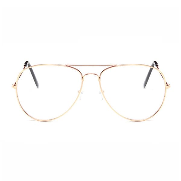 Retro RoseGuld Pilot Aviator Glasses Clear Glass Clear Glass uten styrke