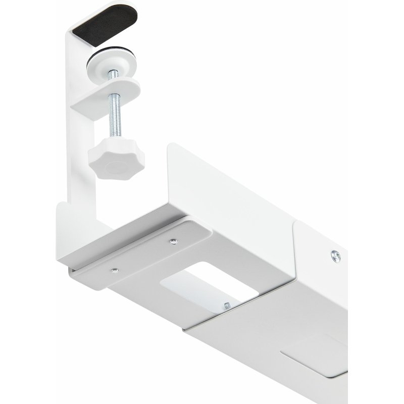 StarTech.com Goulotte Passe Câble Bureau, Organiseur de Câbles Ajustable en Longueur, Installation à Pinces, Aucun Perçage Nécessaire, Support Multiprise, Blanc