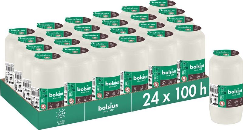 Bolsius - Graflicht - Wit - 24 stuks - 100 branduren - 4 Dagen