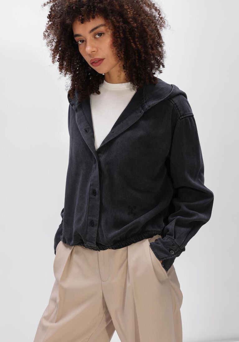 zwarte closed blouses shirt with hood