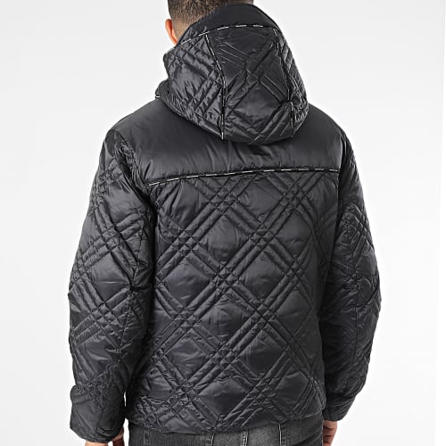 Doudoune Capuche Logo Piping 75GAUD03 Noir