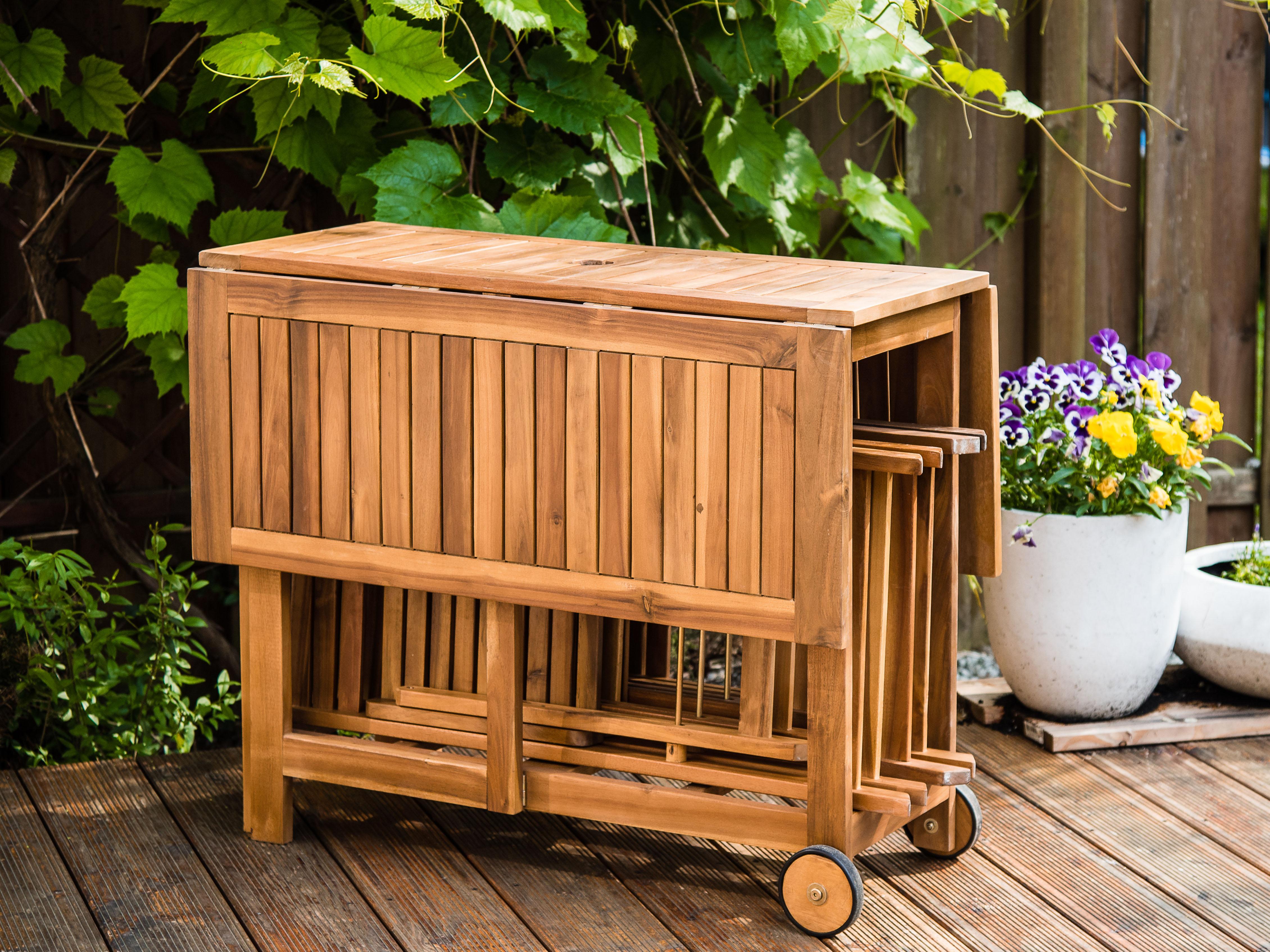 Tuinset 4-zits FRASSINE met parasol (12 opties) Acaciahout Natuurlijk