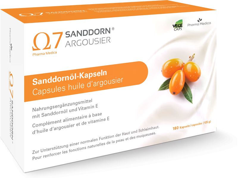 Sanddorn Argousier Omega 7 180 Kapseln Vegane Nahrungsergänzung mit Sanddorn