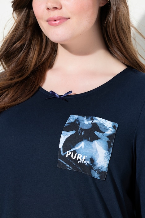 Pyjamashirt, U-Boot-Ausschnitt, 3/4-Arm, Biobaumwolle