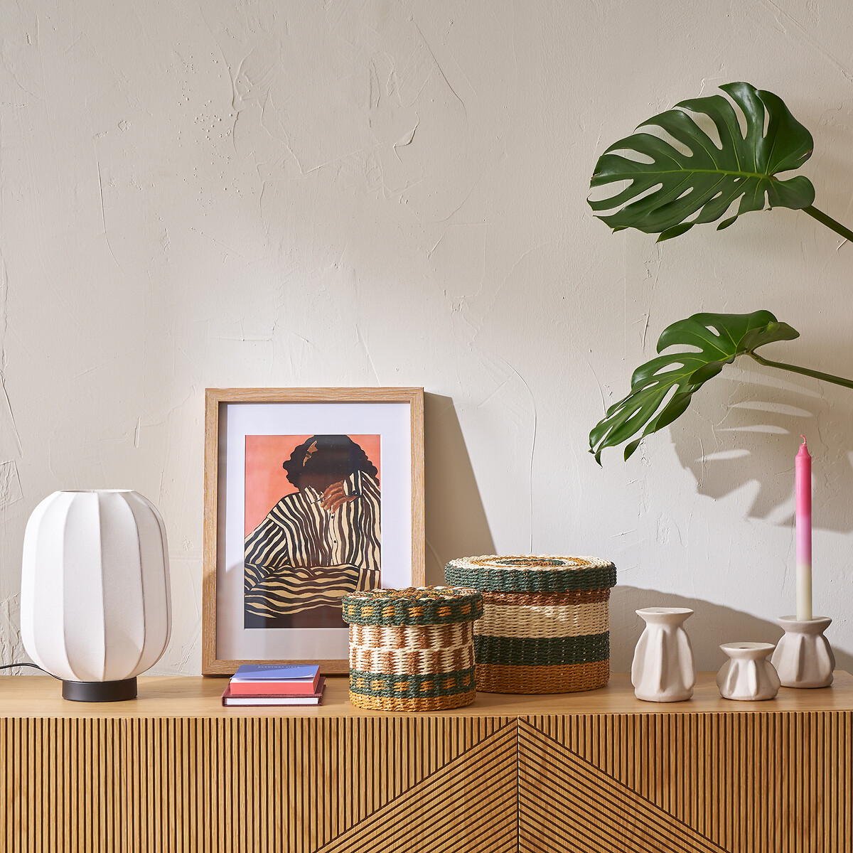 LA REDOUTE INTERIEURS<br>Luminária de mesa em metal e tela metálica, Aldo