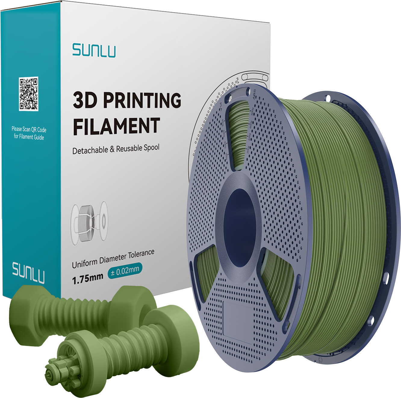 SUNLU  High-Speed ABS Olive Green, 1,75 mm / 1000 g    ABS Filament für High Speed Druck mit bis zu 350 mm/s in Olive Green