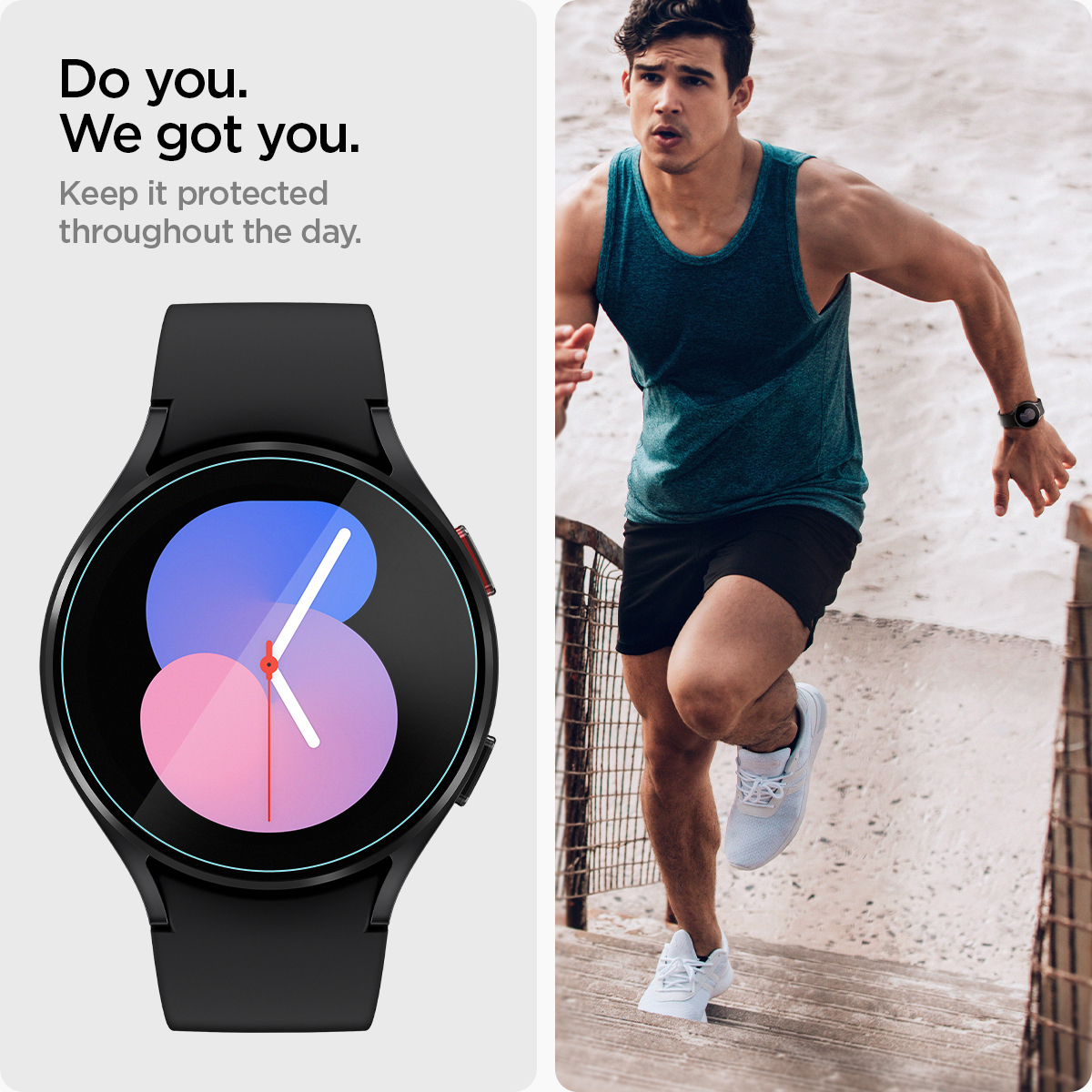 (2er Set) Samsung Galaxy Watch 5 / 4 (40 mm) Glas Tr EZ Fit Panzer Glas Case Friendly   Montagerahmen (AGL05340)