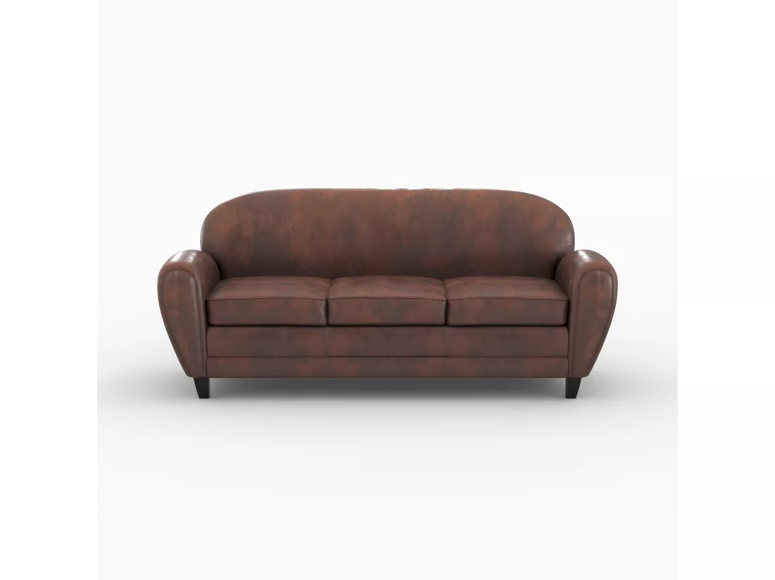 Ensemble canapé et fauteuil marron vieilli 4 places - Club