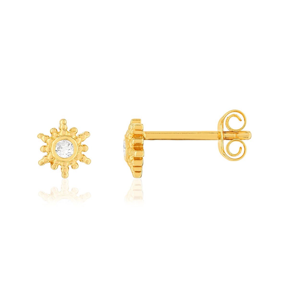 Boucles d'oreilles plaqué or zirconias motif soleil
