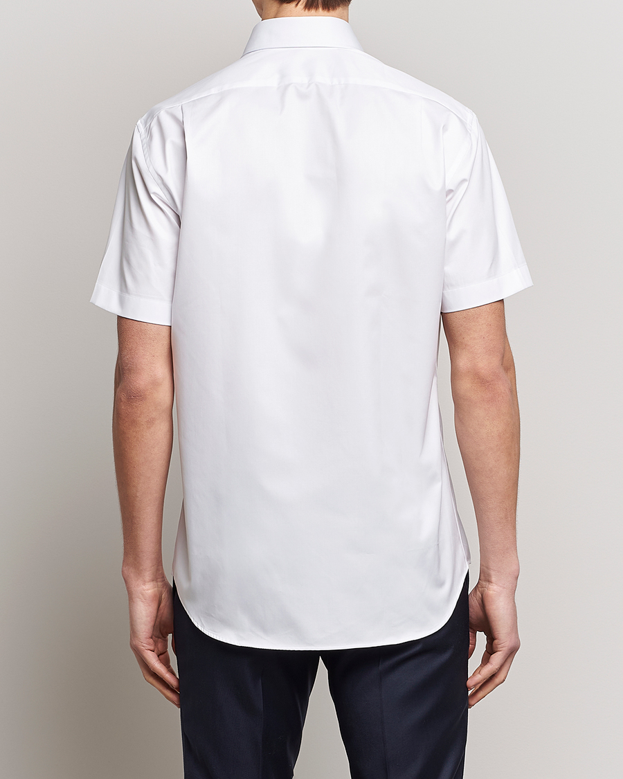 Stenströms Fitted Body Short Sleeve Twill Shirt White