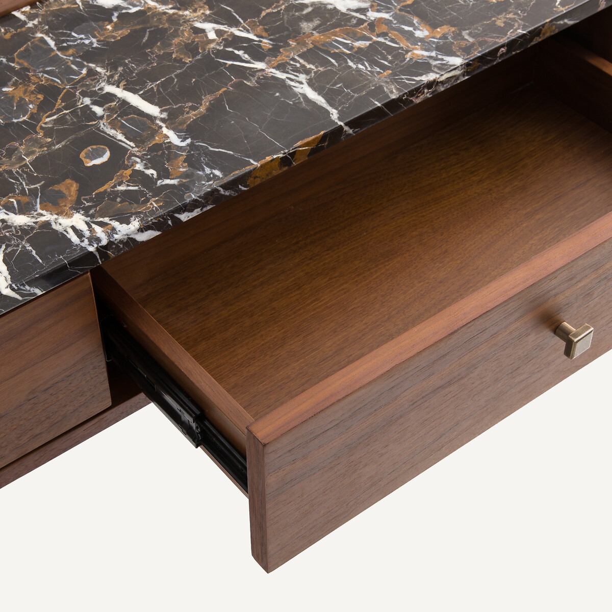 AM.PM<br>Console de parede com folheado de nogueira e mármore âmbar, Noham