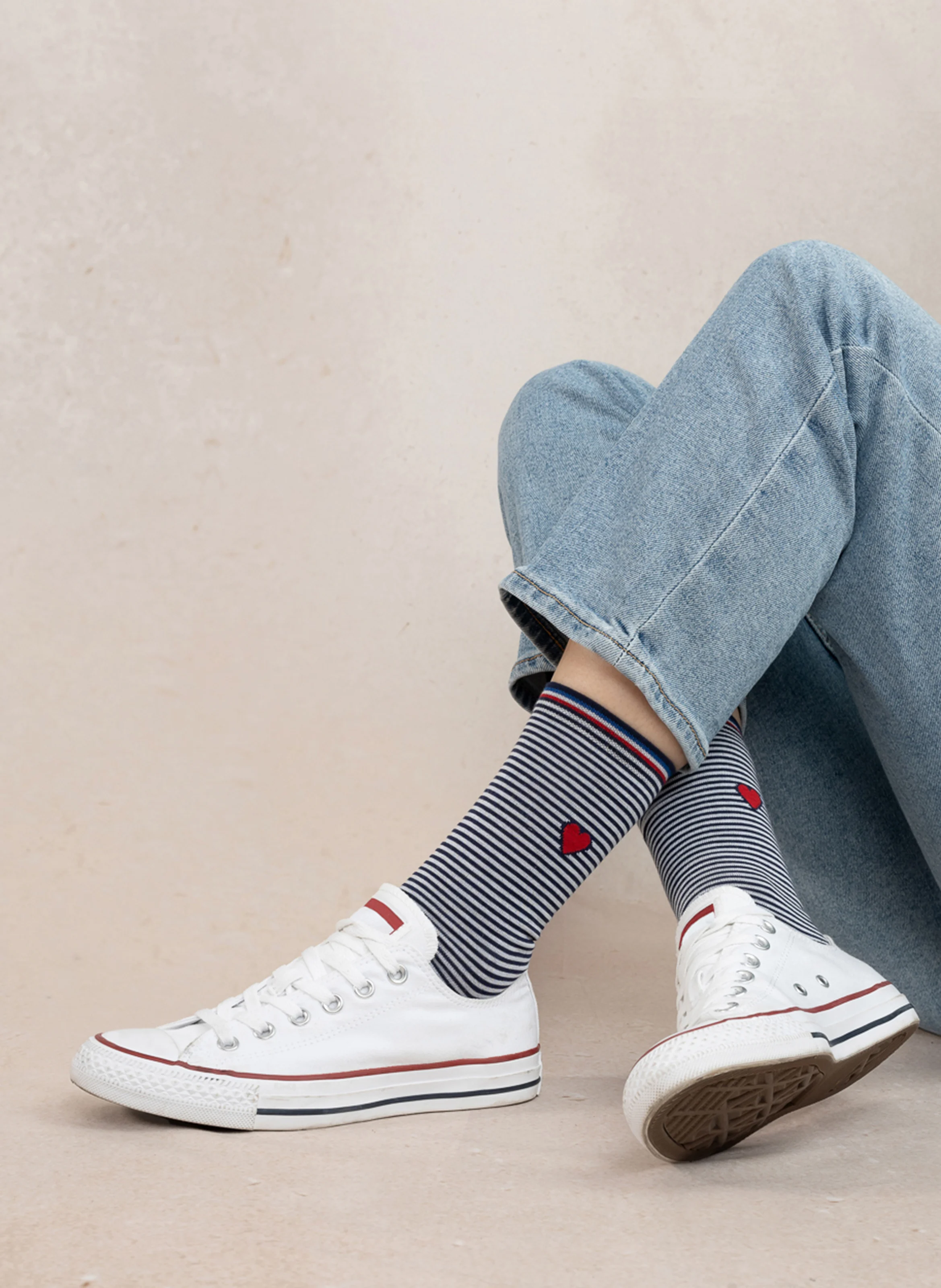 Chaussettes rayées en coton mélangé | Bleu
