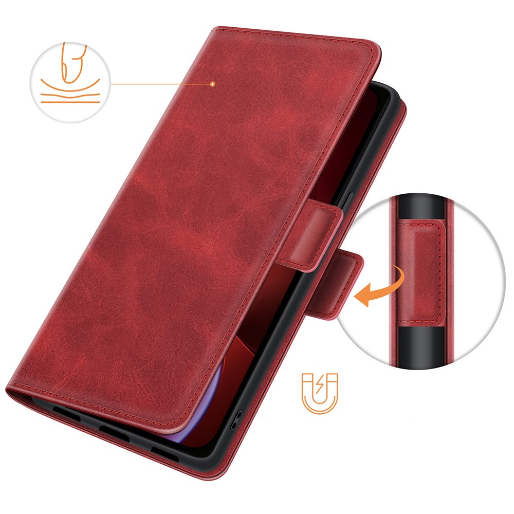 iPhone 13 Vintage Leder Tasche Flip Cover Fashion Design - Rot