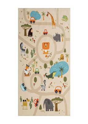 KMCarpets Play Animals Gulvteppe 80x150, Lin