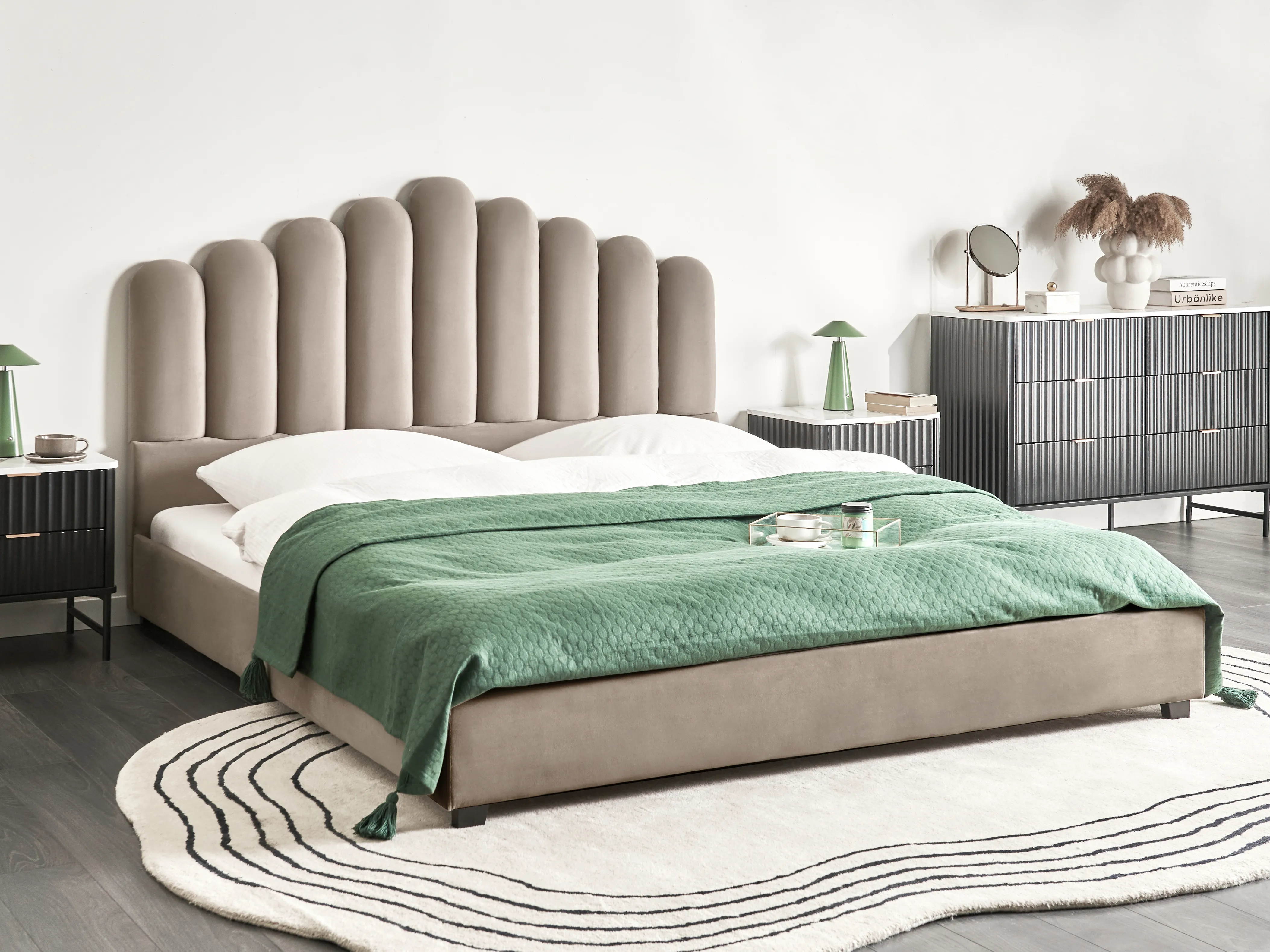 Waterbed Fluweel VINCENNES 180 x 200 cm Taupe