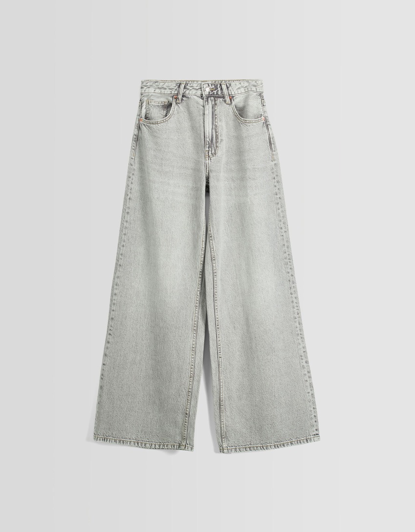 calça jeans de perna larga