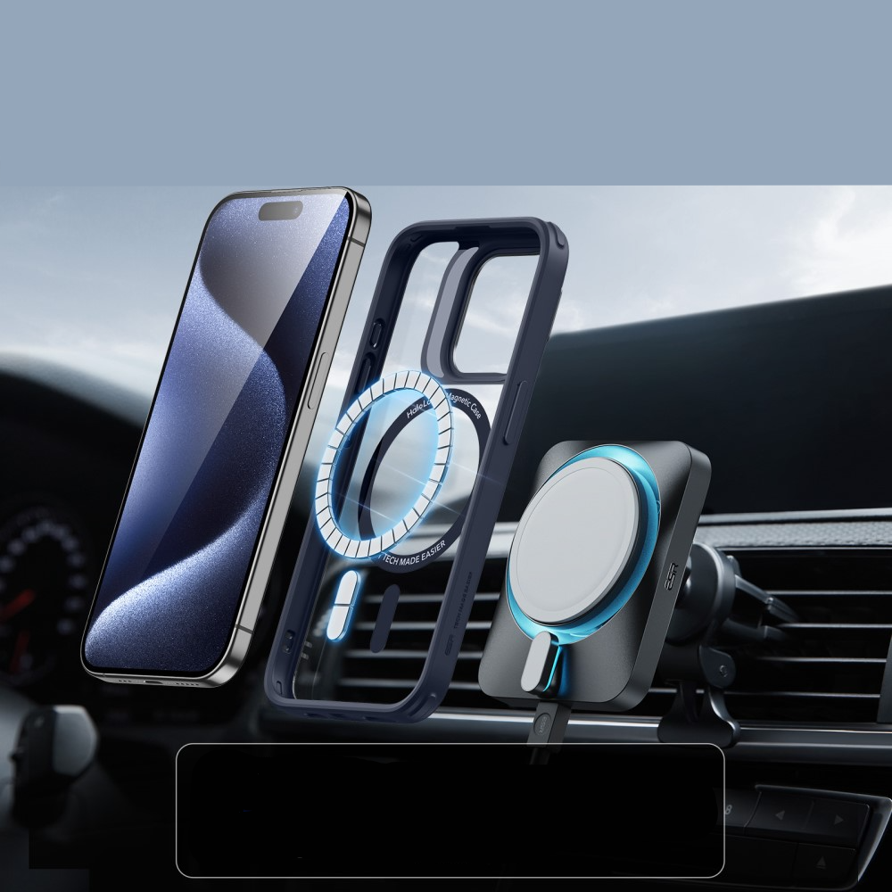 iPhone 15 Pro Max Magnetic Series MagSafe Hülle   Kamera Kickstand - Transparent