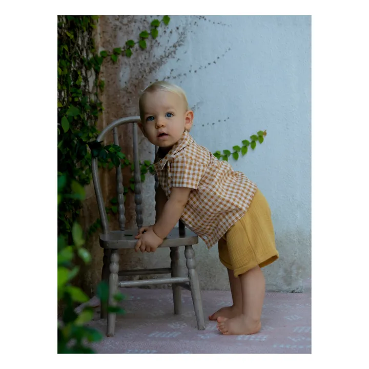 Petite Lucette Chemise à Carreaux Matières Recyclées Manu | Camel