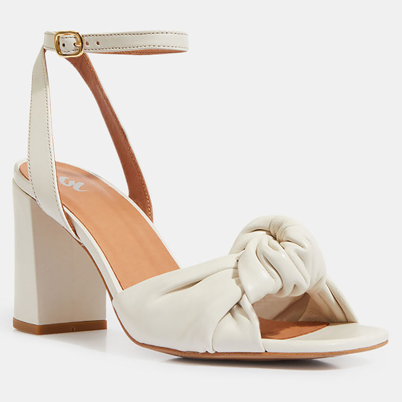 Galeries Lafayette Sandales à talon en Cuir blanches - Talon 8.5 cm